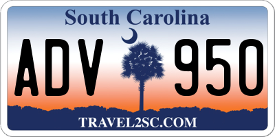 SC license plate ADV950