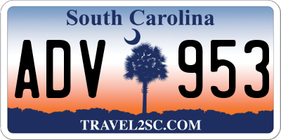 SC license plate ADV953