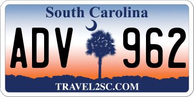 SC license plate ADV962