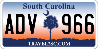 SC license plate ADV966