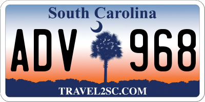 SC license plate ADV968