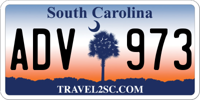 SC license plate ADV973