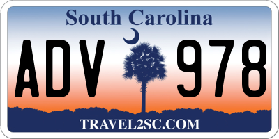 SC license plate ADV978