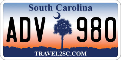 SC license plate ADV980