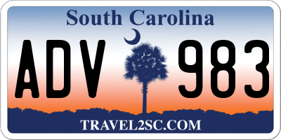 SC license plate ADV983
