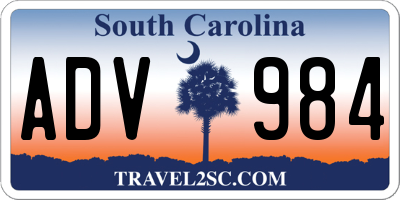 SC license plate ADV984