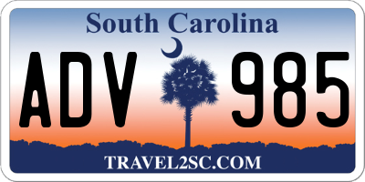 SC license plate ADV985