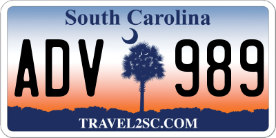 SC license plate ADV989