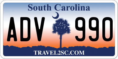 SC license plate ADV990