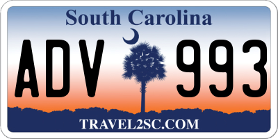 SC license plate ADV993