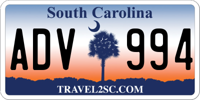 SC license plate ADV994