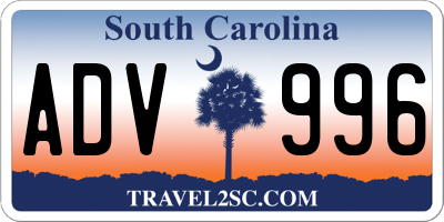 SC license plate ADV996
