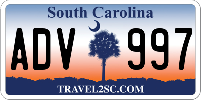 SC license plate ADV997
