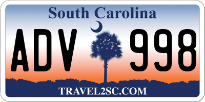 SC license plate ADV998