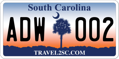 SC license plate ADW002