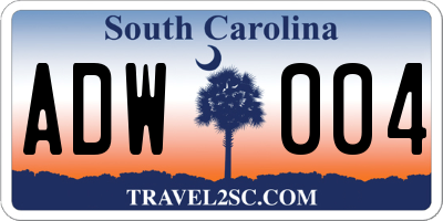 SC license plate ADW004