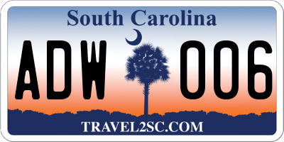 SC license plate ADW006