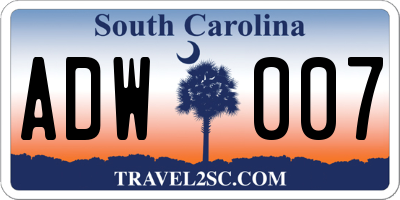 SC license plate ADW007
