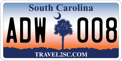 SC license plate ADW008