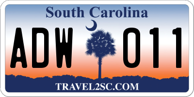 SC license plate ADW011