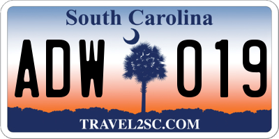 SC license plate ADW019