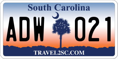 SC license plate ADW021