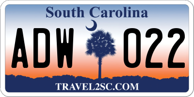 SC license plate ADW022