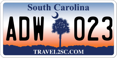 SC license plate ADW023