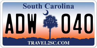 SC license plate ADW040