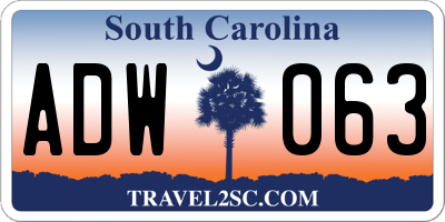 SC license plate ADW063