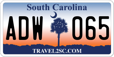SC license plate ADW065