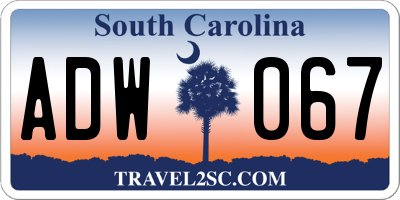 SC license plate ADW067