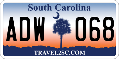 SC license plate ADW068