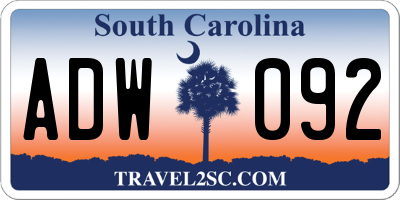 SC license plate ADW092