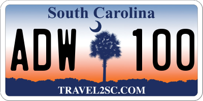 SC license plate ADW100