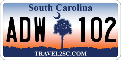 SC license plate ADW102