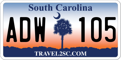 SC license plate ADW105