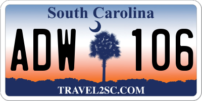 SC license plate ADW106
