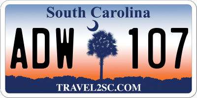 SC license plate ADW107