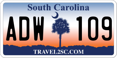 SC license plate ADW109