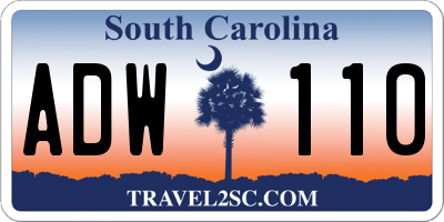 SC license plate ADW110