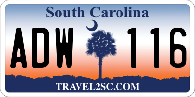 SC license plate ADW116