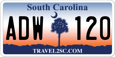 SC license plate ADW120