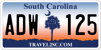 SC license plate ADW125