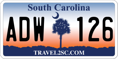 SC license plate ADW126