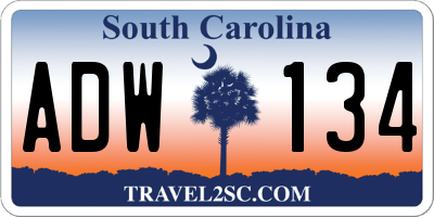 SC license plate ADW134