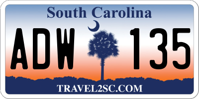 SC license plate ADW135