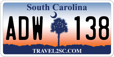 SC license plate ADW138