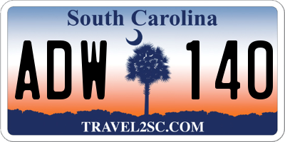 SC license plate ADW140