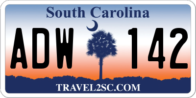 SC license plate ADW142